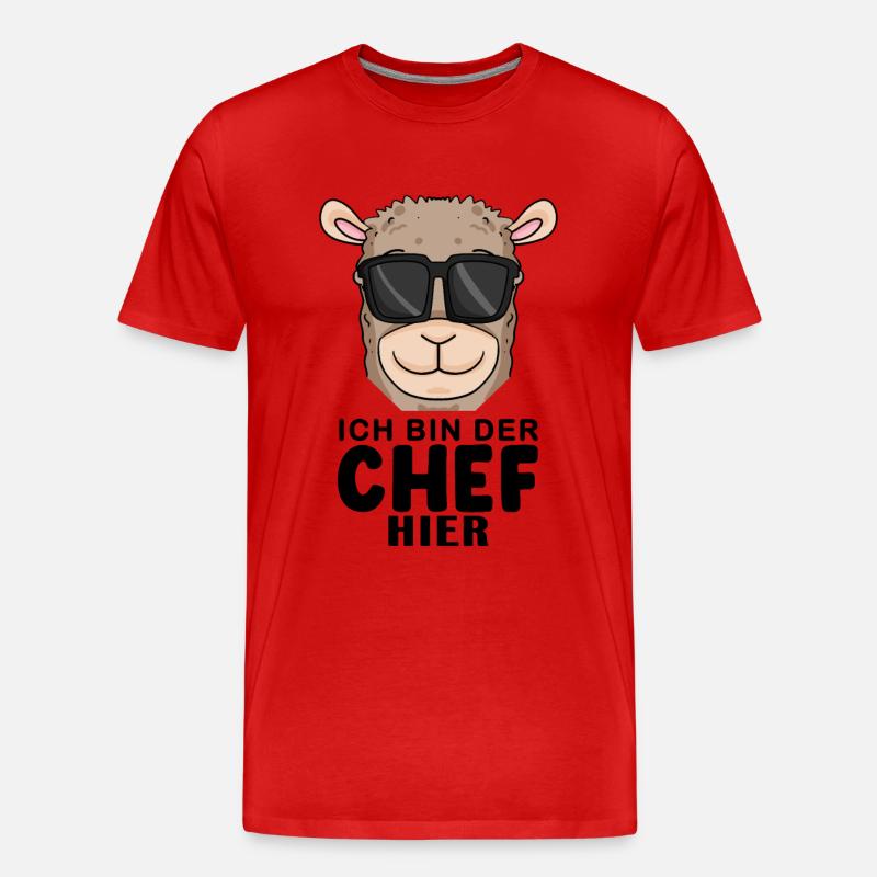Cool Lama Chef Spruch - Männer Premium Bio T-Shirt - Rot