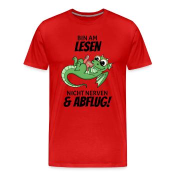 Bücher Drache Drachen - Männer Premium Bio T-Shirt - Rot - Vorne - Damien (186cm)