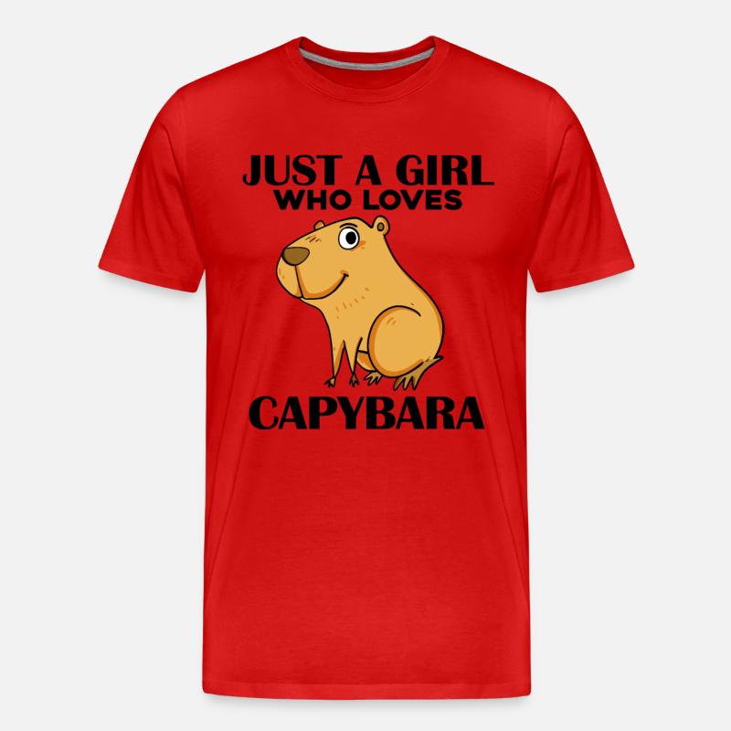 Capybara Mädchen Spruch - Männer Premium Bio T-Shirt - Rot
