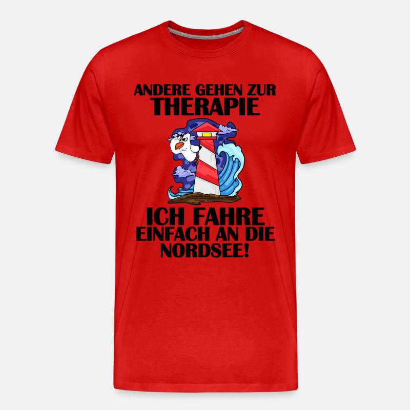 Nordsee Leuchtturm Möwe - Männer Premium Bio T-Shirt - Rot