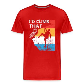 I'd climb that - hiking climbing gift - T-shirt bio Premium Homme - rouge - Devant - Damien (186cm)