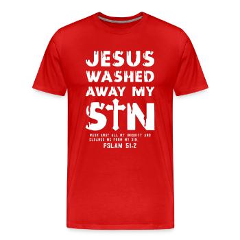 Jesus washed away my Sin - Psalm 51:2 - T-shirt bio Premium Homme - rouge - Devant - Damien (186cm)
