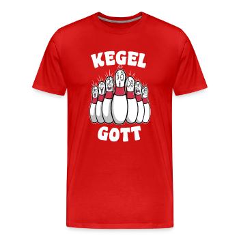 Kegel Gott - Männer Premium Bio T-Shirt - Rot - Vorne - Damien (186cm)