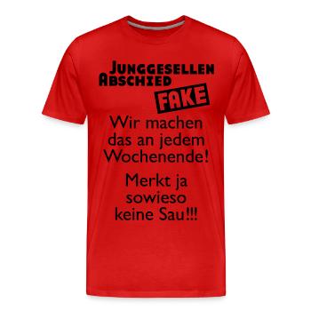 Junggesellenabschied Fake - Männer Premium Bio T-Shirt - Rot - Vorne - Damien (186cm)