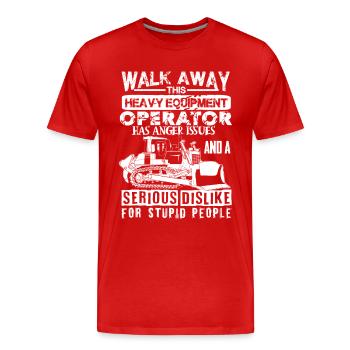 Walk away this heavy Equipment Operator - Männer Premium Bio T-Shirt - Rot - Vorne - Damien (186cm)