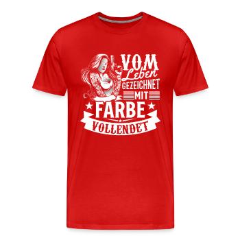 Vom Leben gezeichnet mit Farbe vollendet TATTOO - T-shirt bio Premium Homme - rouge - Devant - Damien (186cm)