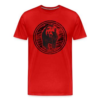 Ours brun - T-shirt bio Premium Homme - rouge - Devant - Damien (186cm)