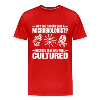 Microbiologie Biologie Étudiant Biologiste laboratoire - T-shirt bio Premium Homme - rouge - Devant - Damien (186cm)