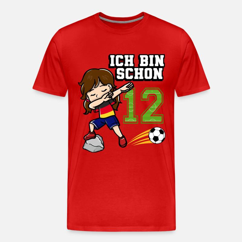 Fußball Mädchen Ich bin schon 12 Geburtstag - Männer Premium Bio T-Shirt - Rot