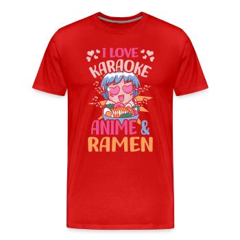 Karaoke Anime | Anime Lover | Anime lovers | - Men's Premium Organic T-Shirt - red - Front - Damien (186cm)