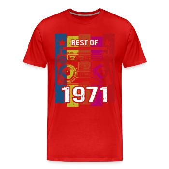 Le meilleur du lecteur de cassette radio stéréo de 1971 - T-shirt bio Premium Homme - rouge - Devant - Damien (186cm)