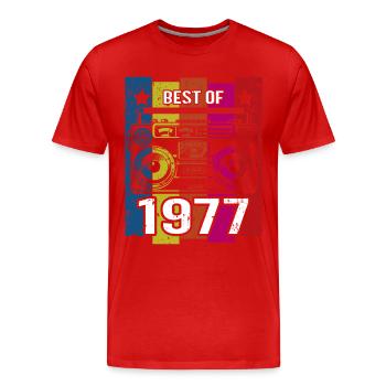 Meilleur de 1977 Lecteur de cassette radio stéréo - T-shirt bio Premium Homme - rouge - Devant - Damien (186cm)