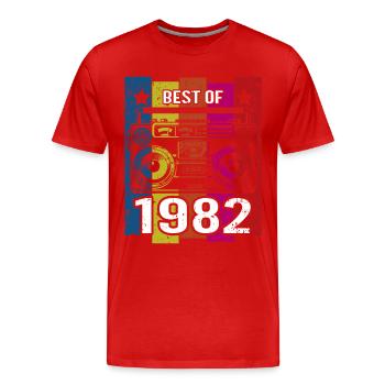 Meilleur de 1982 Lecteur de cassette radio stéréo - T-shirt bio Premium Homme - rouge - Devant - Damien (186cm)