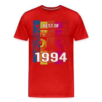 Meilleur de 1994 Stéréo Radio Cassette Player - T-shirt bio Premium Homme - rouge - Devant - Damien (186cm)