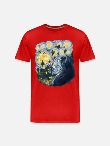Spooky Evening With Pumpkins Ghosts - Men's Premium Organic T-Shirt - red
