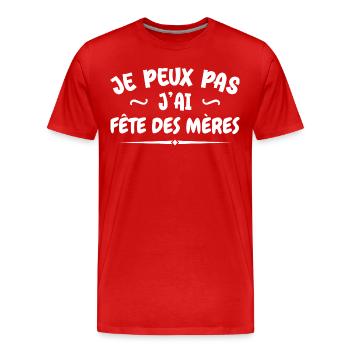 Ich kann nicht Muttertag haben - Männer Premium Bio T-Shirt - Rot - Vorne - Damien (186cm)