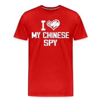 Ich liebe meinen chinesischen Spion - Männer Premium Bio T-Shirt - Rot - Vorne - Damien (186cm)