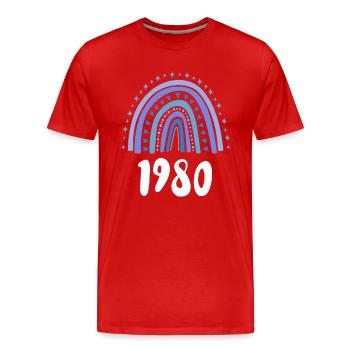 Blue Rainbow Année de naissance née en 1980 - T-shirt bio Premium Homme - rouge - Devant - Damien (186cm)