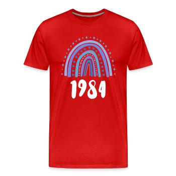 Blue Rainbow Année de naissance née en 1984 - T-shirt bio Premium Homme - rouge - Devant - Damien (186cm)