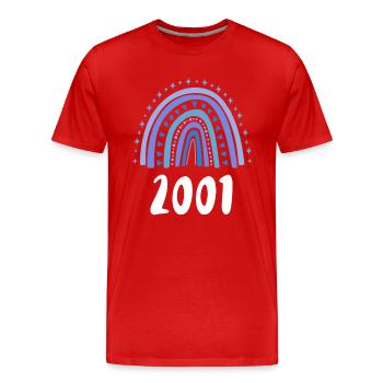 Blue Rainbow Year of birth born 2001 - Men's Premium Organic T-Shirt - red - Front - Damien (186cm)