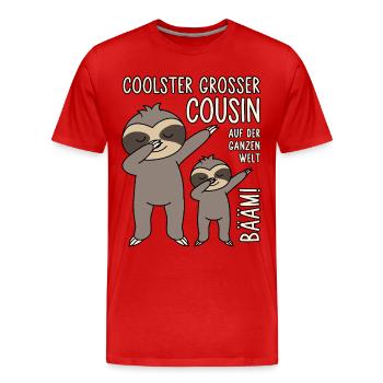 BÄÄM! Coolster Großer Cousin auf der ganzen Welt - Männer Premium Bio T-Shirt - Rot - Vorne - Damien (186cm)