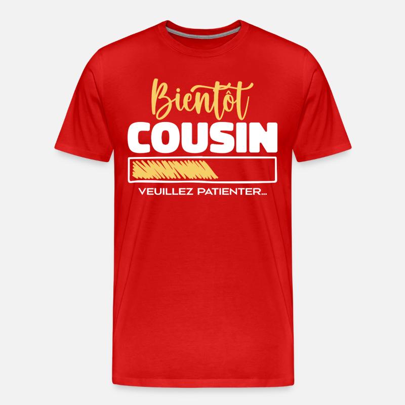 Bald Cousin, bitte warten - Männer Premium Bio T-Shirt - Rot