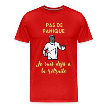 Pas de panique je suis déjà à la retraite - T-shirt bio Premium Homme - rouge - Devant - Damien (186cm)