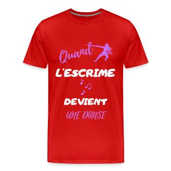 Quand l' escrime devient une danse - T-shirt bio Premium Homme - rouge - Devant - Damien (186cm)
