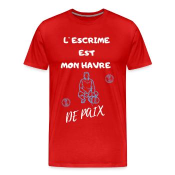 L'ESCRIME EST MON HAVRE DE PAIX - T-shirt bio Premium Homme - rouge - Devant - Damien (186cm)