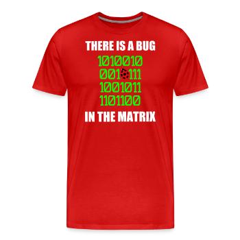 There is a bug in matrix ladybug pun, binary - Men's Premium Organic T-Shirt - red - Front - Damien (186cm)