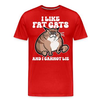 Fat cat - Men's Premium Organic T-Shirt - red - Front - Damien (186cm)