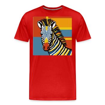Zebra in Pop Art - Männer Premium Bio T-Shirt - Rot - Vorne - Damien (186cm)