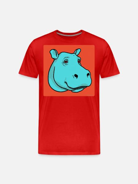 Nilpferd Pop Art - Männer Premium Bio T-Shirt - Rot