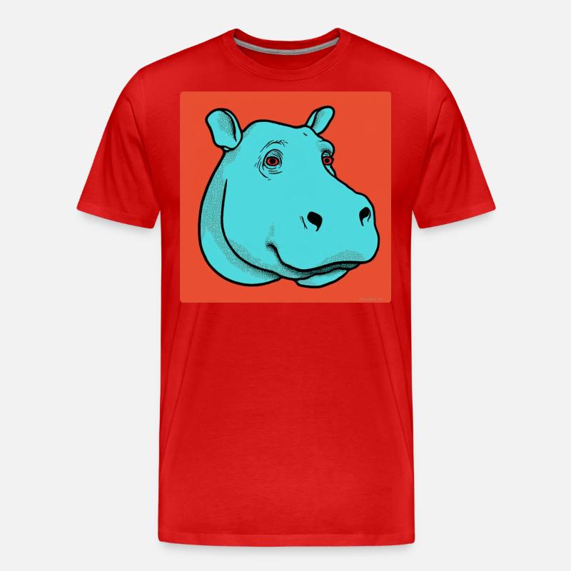 Nilpferd Pop Art - Männer Premium Bio T-Shirt - Rot