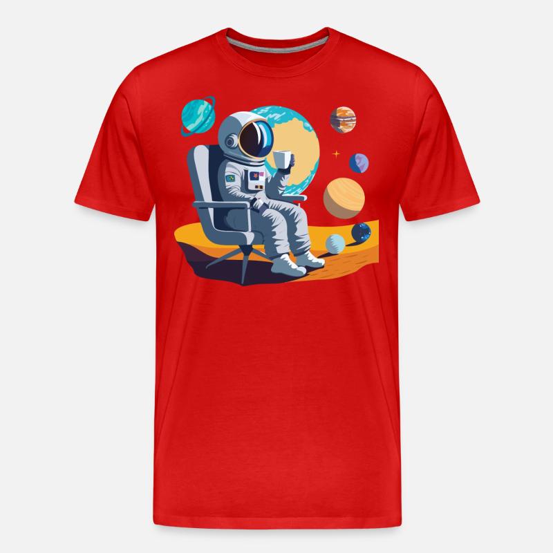 Interstellare Kaffeepause - Männer Premium Bio T-Shirt - Rot
