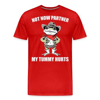 Nicht jetzt Partner Mein Bauch tut weh | Cowboy Frosch Lustig - Männer Premium Bio T-Shirt - Rot - Vorne - Damien (186cm)