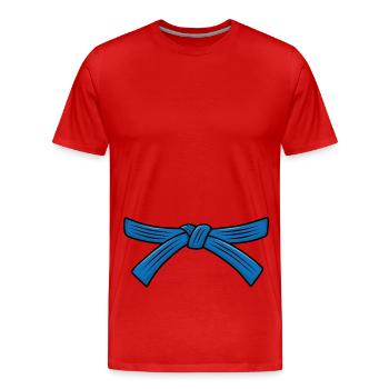 Karate Blue Belt Kyu Karate Student Gift - Men's Premium Organic T-Shirt - red - Front - Damien (186cm)