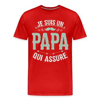 Father's Day T-shirt - a Dad who insures - Men's Premium Organic T-Shirt - red - Front - Damien (186cm)