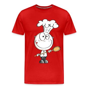 Koch Strichmännchen Comic - Männer Premium Bio T-Shirt - Rot - Vorne - Damien (186cm)