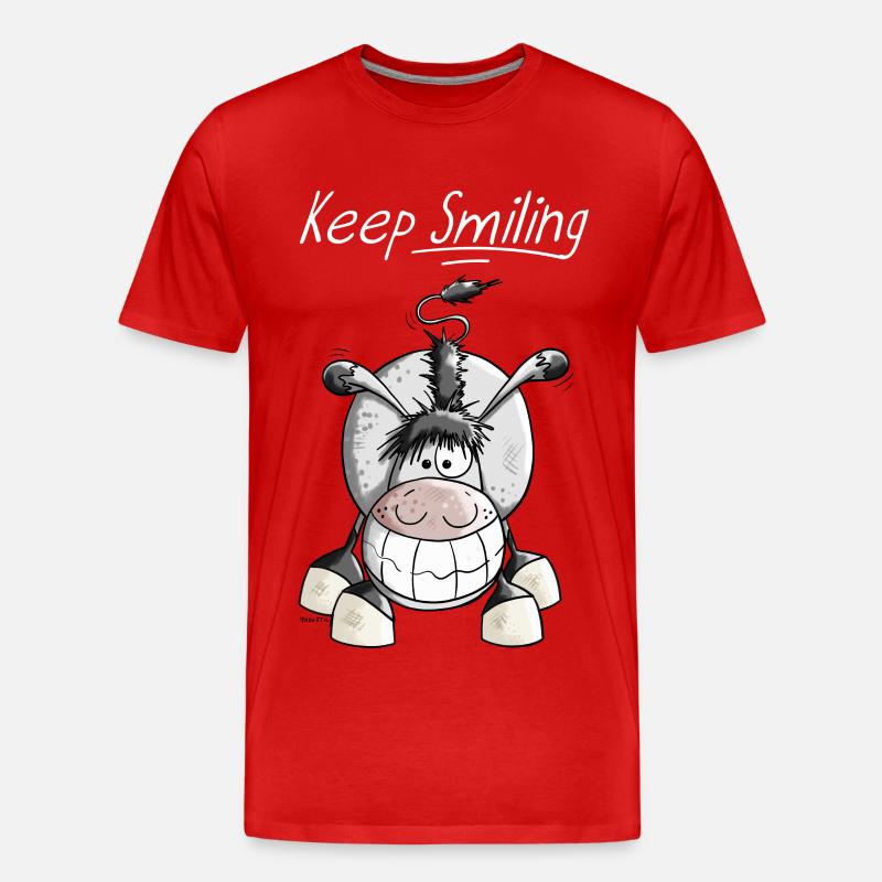 Keep Smiling Esel - Männer Premium Bio T-Shirt - Rot