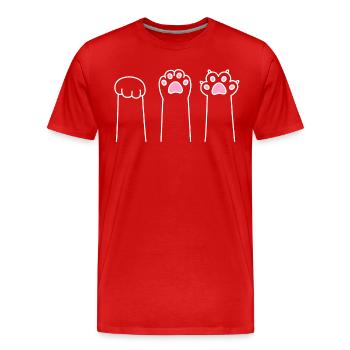 Cat Paw Game Cat Paws Stone Paper Scissors - Men's Premium Organic T-Shirt - red - Front - Damien (186cm)