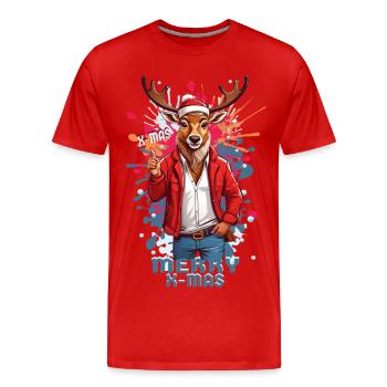Cool Rudolph le renne - T-shirt bio Premium Homme - rouge - Devant - Damien (186cm)