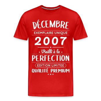 18th Birthday - December 2007 Perfection - Men's Premium Organic T-Shirt - red - Front - Damien (186cm)