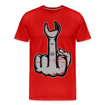 Middle finger stinker finger wrench used - Men's Premium Organic T-Shirt - red - Front - Damien (186cm)