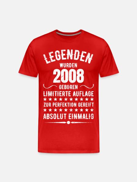 Limited Edition 2007 18th Birthday Gift - Men's Premium Organic T-Shirt - red