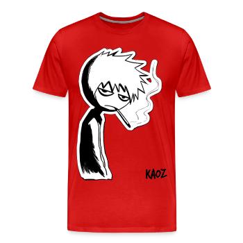 Croquis en noir et blanc : type mélancolique - T-shirt bio Premium Homme - rouge - Devant - Damien (186cm)