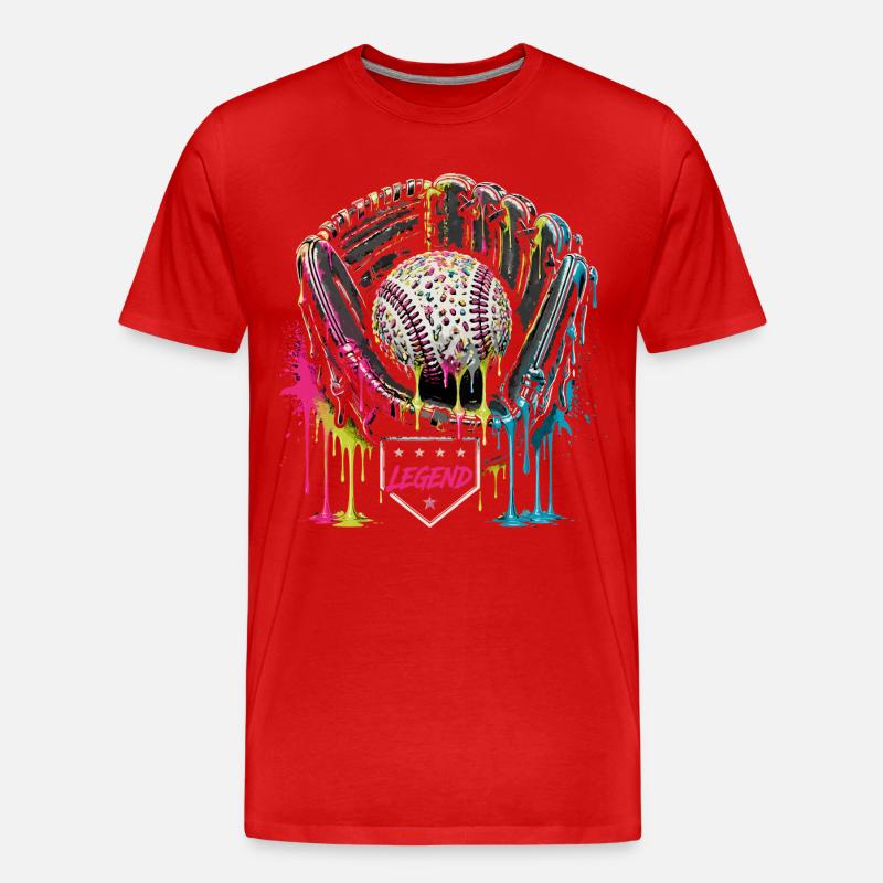 Baseball Handschuh Legend Bunt Grafik - Männer Premium Bio T-Shirt - Rot