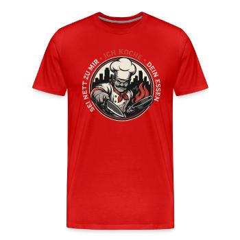 Küchenchef Feuerbadge Retro - Männer Premium Bio T-Shirt - Rot - Vorne - Damien (186cm)