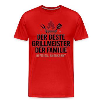 Der beste Grillmeister der Familie - Männer Premium Bio T-Shirt - Rot - Vorne - Damien (186cm)