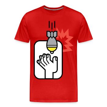 Graphique Main avec Détonateur de Bombe - T-shirt bio Premium Homme - rouge - Devant - Damien (186cm)